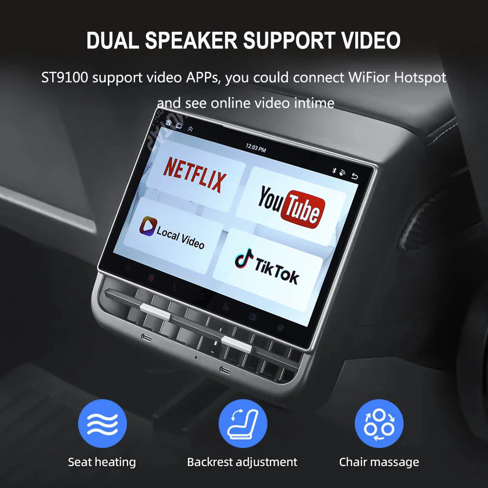 Tesla Satonic 8,66 Inch scherm achterin, rear entertainment scherm